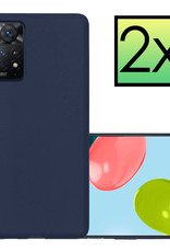 NoXx Hoes Geschikt voor Xiaomi Redmi Note 11 Hoesje Cover Siliconen Back Case Hoes - Donkerblauw - 2x
