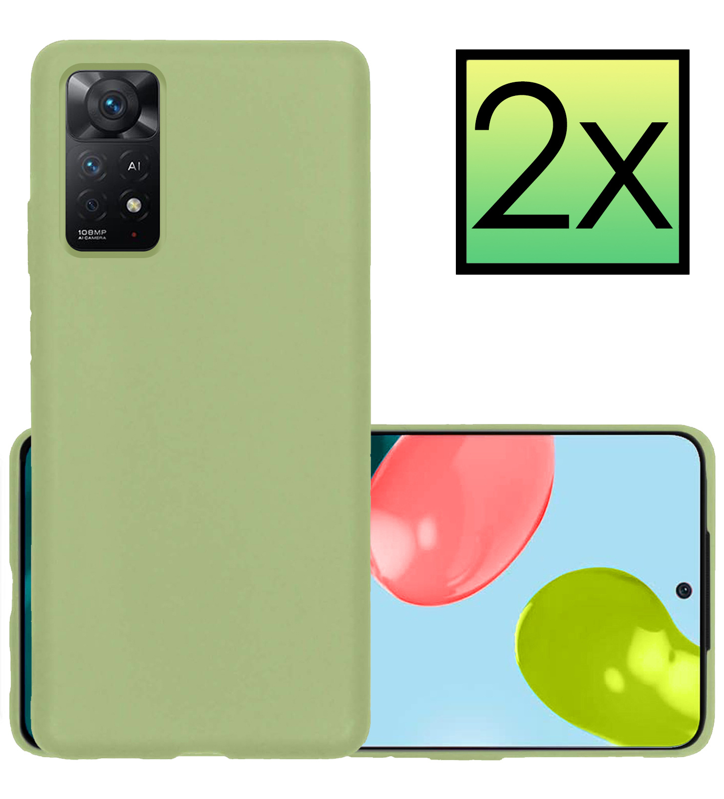 NoXx Hoes Geschikt voor Xiaomi Redmi Note 11 Hoesje Cover Siliconen Back Case Hoes - Groen - 2x