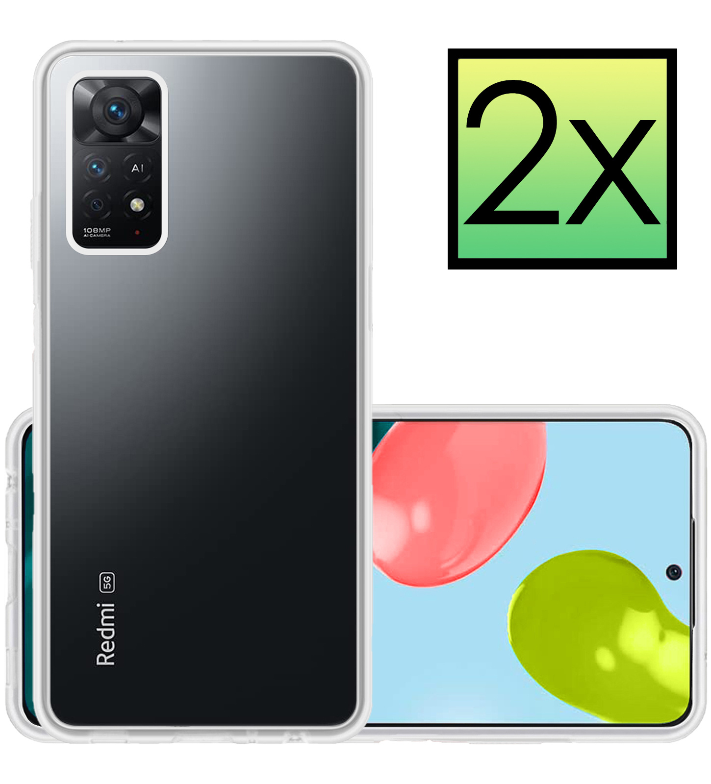 NoXx Hoes Geschikt voor Xiaomi Redmi Note 11 Hoesje Cover Siliconen Back Case Hoes - Transparant - 2x