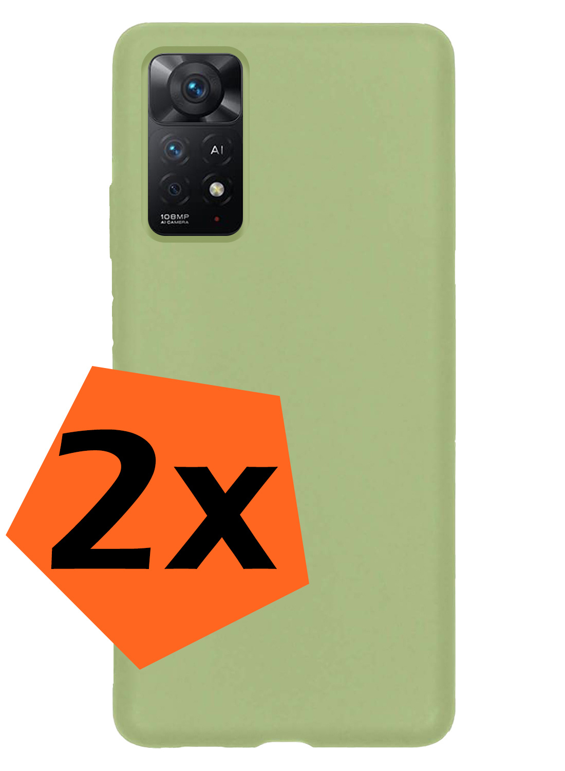Nomfy Hoesje Geschikt voor Xiaomi Redmi Note 11 Hoesje Siliconen Cover Case - Hoes Geschikt voor Xiaomi Redmi Note 11 Hoes Back Case - 2-PACK - Groen