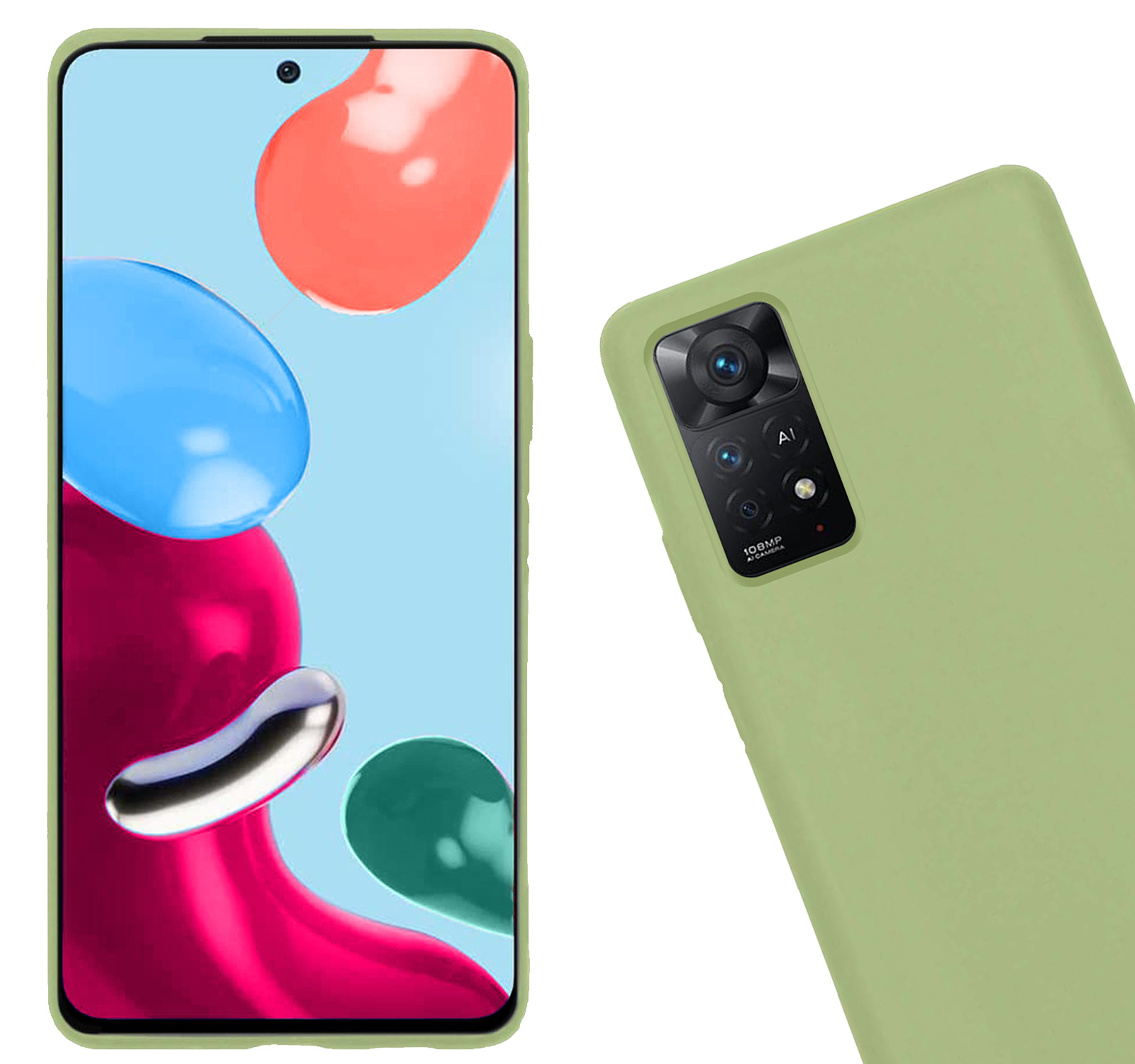 Nomfy Hoesje Geschikt voor Xiaomi Redmi Note 11 Hoesje Siliconen Cover Case - Hoes Geschikt voor Xiaomi Redmi Note 11 Hoes Back Case - 2-PACK - Groen