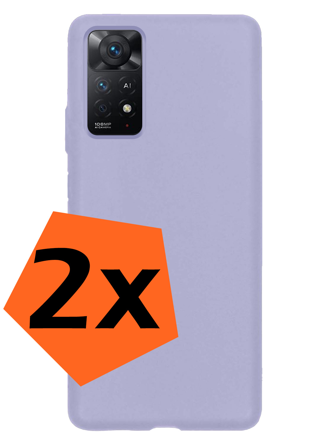 Nomfy Hoesje Geschikt voor Xiaomi Redmi Note 11 Hoesje Siliconen Cover Case - Hoes Geschikt voor Xiaomi Redmi Note 11 Hoes Back Case - 2-PACK - Lila