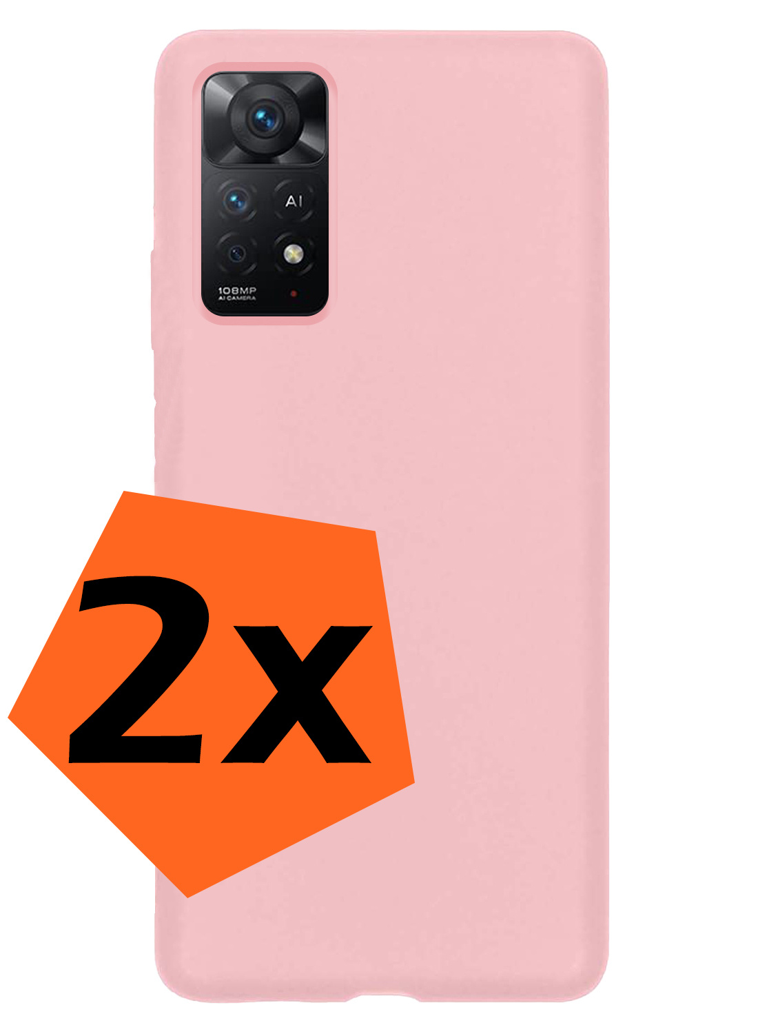 Nomfy Xiaomi Redmi Note 11 Hoesje Siliconen Case Back Cover - Xiaomi Redmi Note 11 Hoes Cover Silicone - Lichtroze - 2X