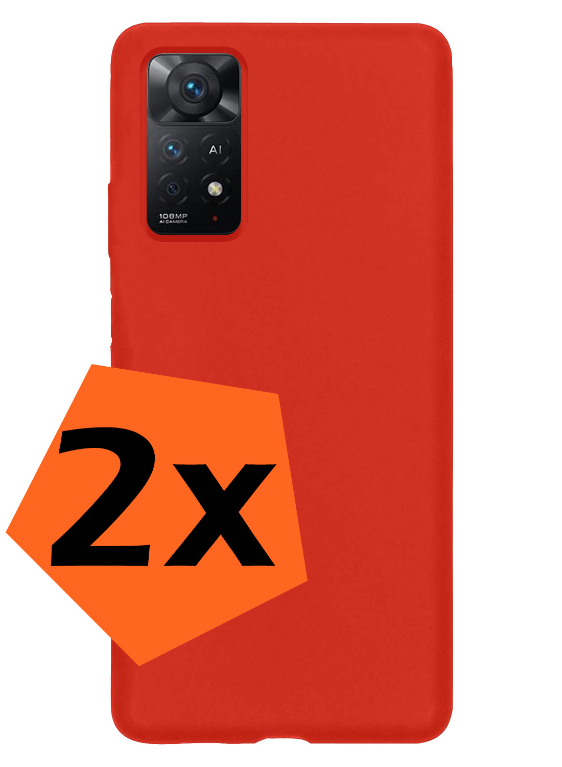 Nomfy Hoesje Geschikt voor Xiaomi Redmi Note 11 Hoesje Siliconen Cover Case - Hoes Geschikt voor Xiaomi Redmi Note 11 Hoes Back Case - 2-PACK - Rood