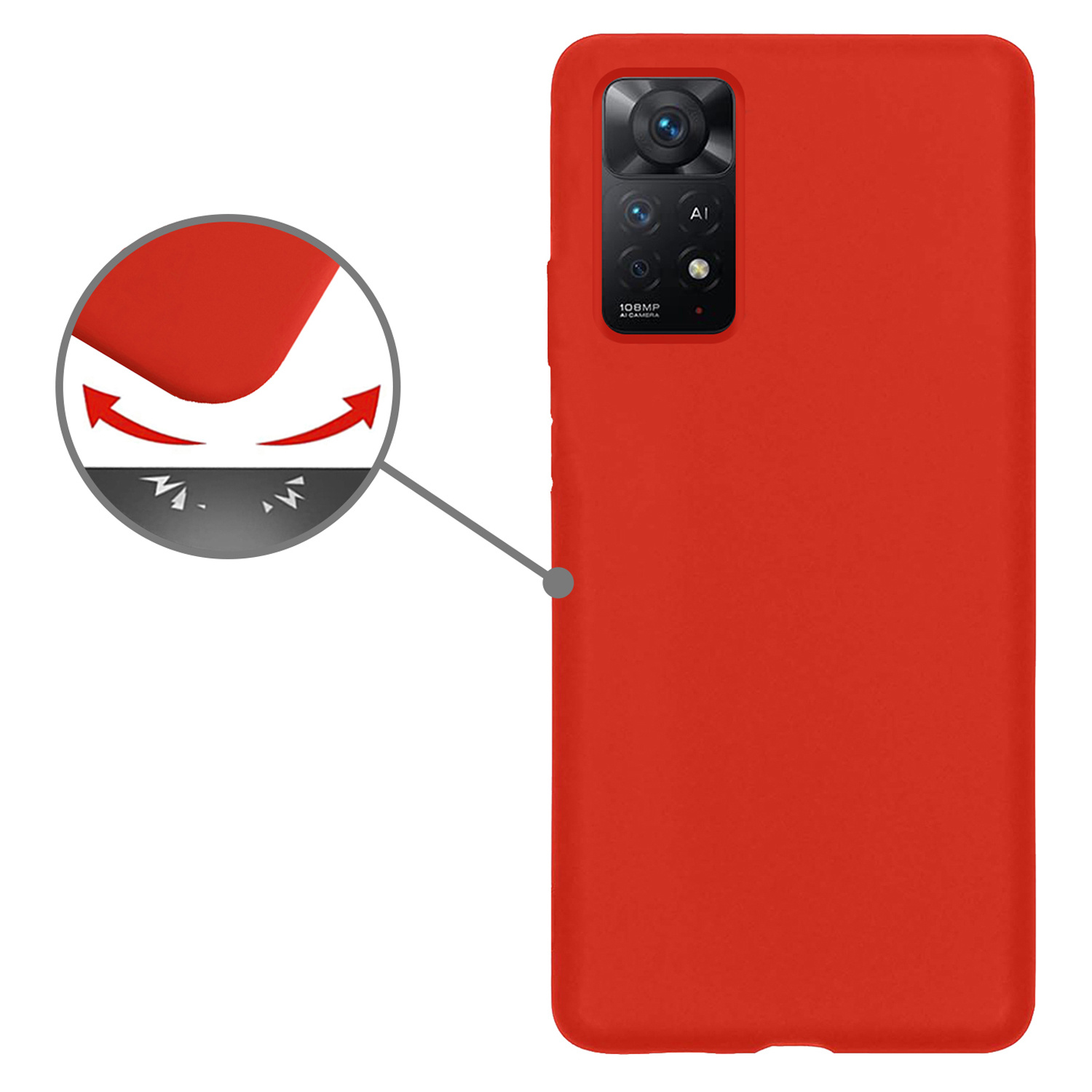 Nomfy Xiaomi Redmi Note 11 Hoesje Siliconen Case Back Cover - Xiaomi Redmi Note 11 Hoes Cover Silicone - Rood - 2X