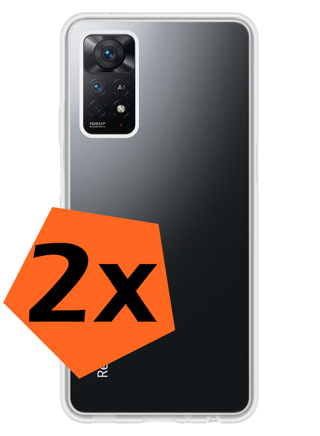 Nomfy Hoesje Geschikt voor Xiaomi Redmi Note 11 Hoesje Siliconen Cover Case - Hoes Geschikt voor Xiaomi Redmi Note 11 Hoes Back Case - 2-PACK - Transparant