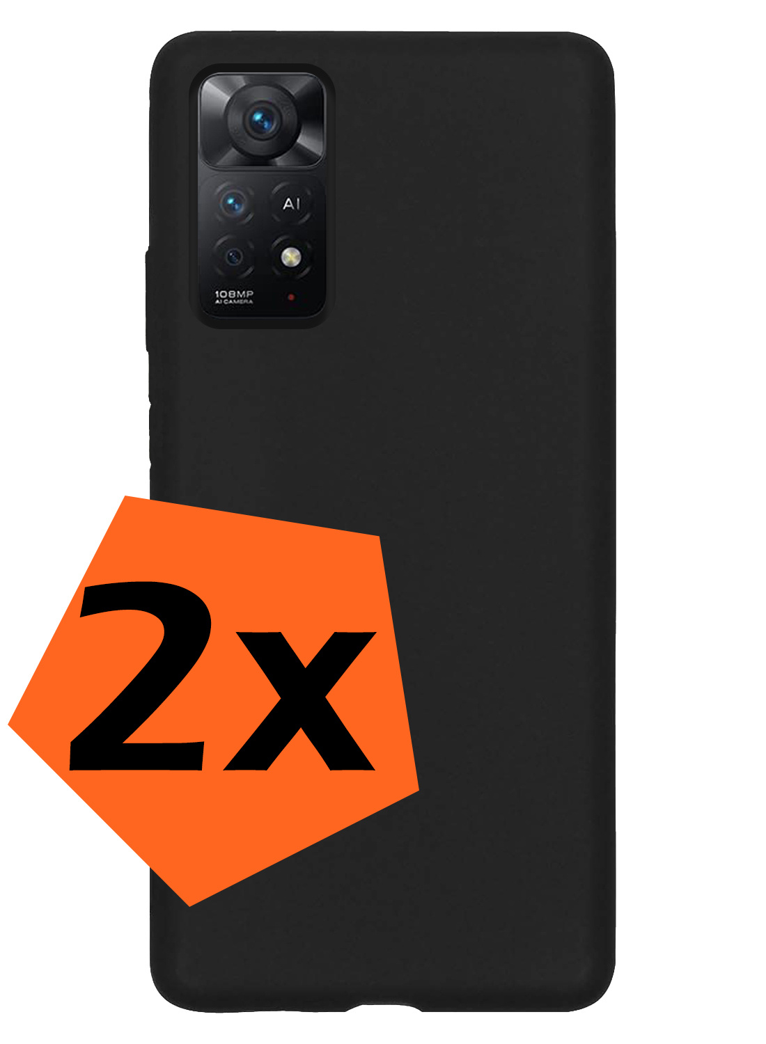 Nomfy Hoesje Geschikt voor Xiaomi Redmi Note 11 Hoesje Siliconen Cover Case - Hoes Geschikt voor Xiaomi Redmi Note 11 Hoes Back Case - 2-PACK - Zwart