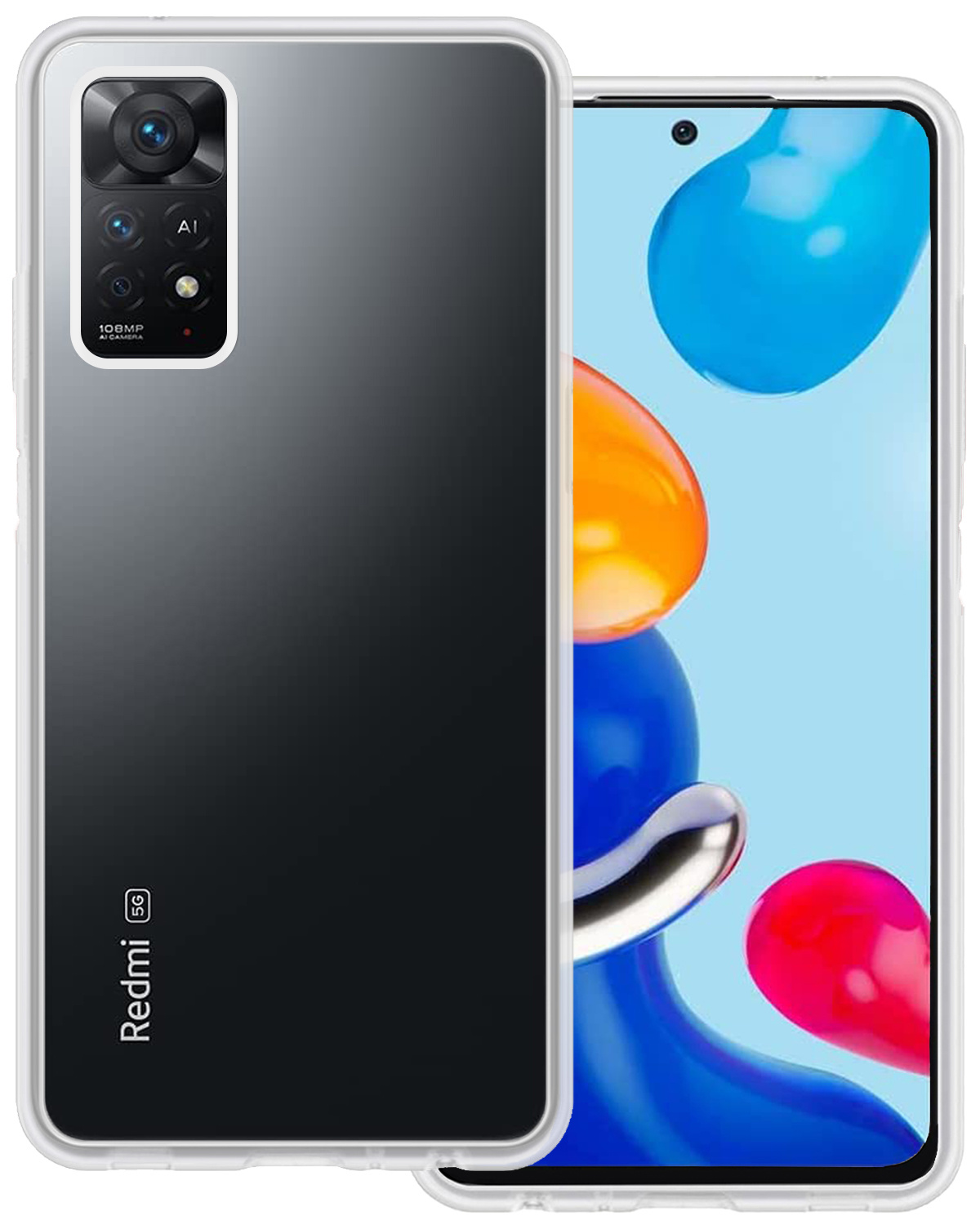 BASEY. Hoes Geschikt voor Xiaomi Redmi Note 11 Pro Hoesje Siliconen Back Cover Case - Hoesje Geschikt voor Xiaomi Redmi Note 11 Pro Hoes Cover Hoesje - Transparant