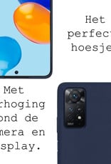 BASEY. Hoes Geschikt voor Xiaomi Redmi Note 11 Hoesje Siliconen Back Cover Case Met Screenprotector - Hoesje Geschikt voor Xiaomi Redmi Note 11 Hoes Cover Hoesje - Donkerblauw