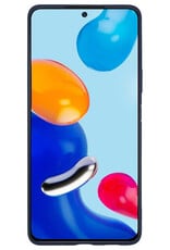 BASEY. Hoes Geschikt voor Xiaomi Redmi Note 11 Hoesje Siliconen Back Cover Case Met Screenprotector - Hoesje Geschikt voor Xiaomi Redmi Note 11 Hoes Cover Hoesje - Donkerblauw