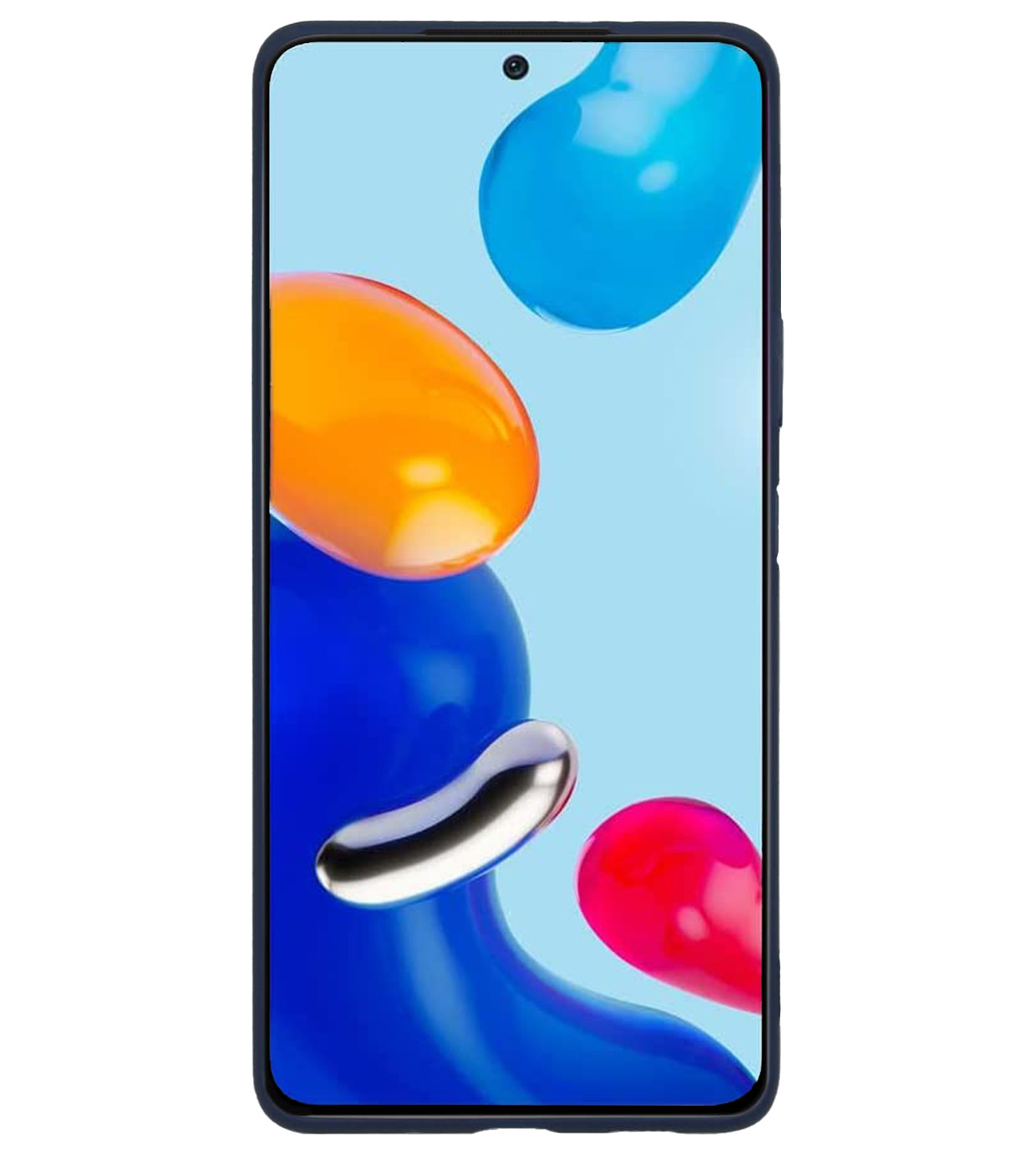 BASEY. Hoes Geschikt voor Xiaomi Redmi Note 11 Hoesje Siliconen Back Cover Case Met Screenprotector - Hoesje Geschikt voor Xiaomi Redmi Note 11 Hoes Cover Hoesje - Donkerblauw