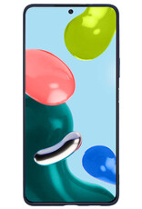 NoXx Hoes Geschikt voor Xiaomi Redmi Note 11 Hoesje Cover Siliconen Back Case Hoes Met Screenprotector - Donkerblauw