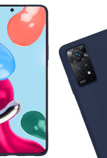 Nomfy Hoesje Geschikt voor Xiaomi Redmi Note 11 Hoesje Siliconen Cover Case Met Screenprotector - Hoes Geschikt voor Xiaomi Redmi Note 11 Hoes Back Case - Donkerblauw