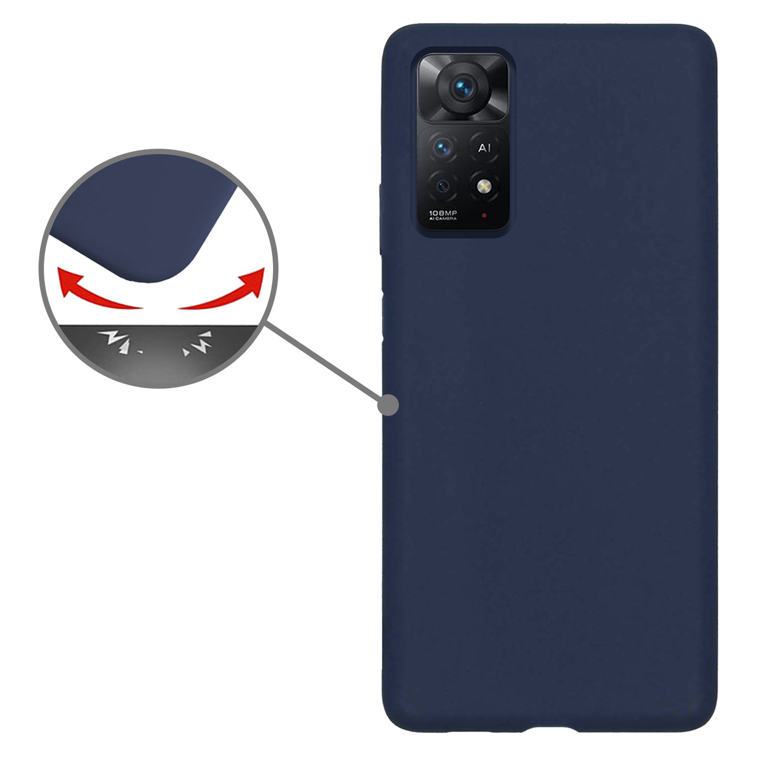 Nomfy Hoesje Geschikt voor Xiaomi Redmi Note 11 Hoesje Siliconen Cover Case Met Screenprotector - Hoes Geschikt voor Xiaomi Redmi Note 11 Hoes Back Case - Donkerblauw