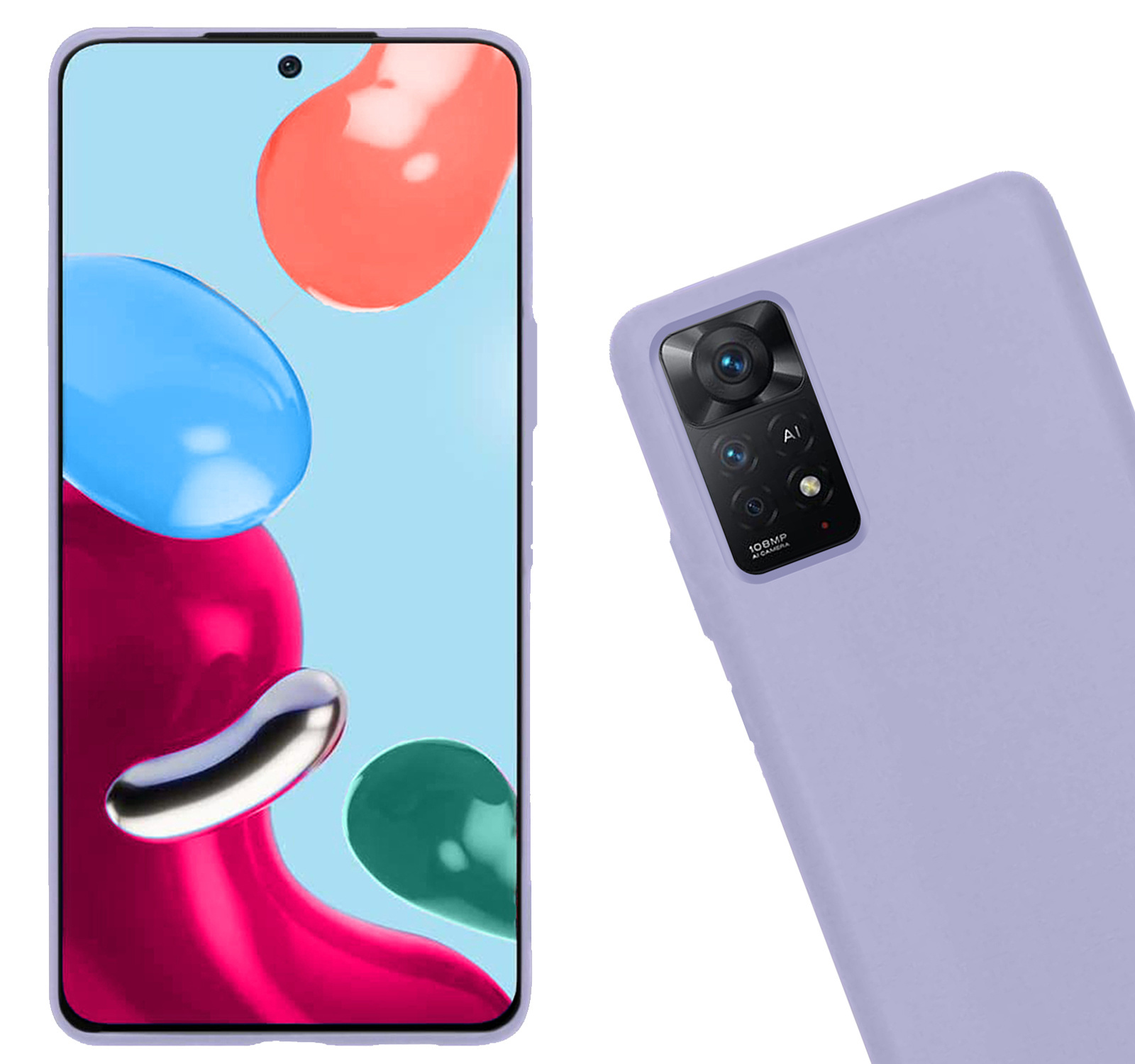 Nomfy Hoesje Geschikt voor Xiaomi Redmi Note 11 Hoesje Siliconen Cover Case Met Screenprotector - Hoes Geschikt voor Xiaomi Redmi Note 11 Hoes Back Case - Lila