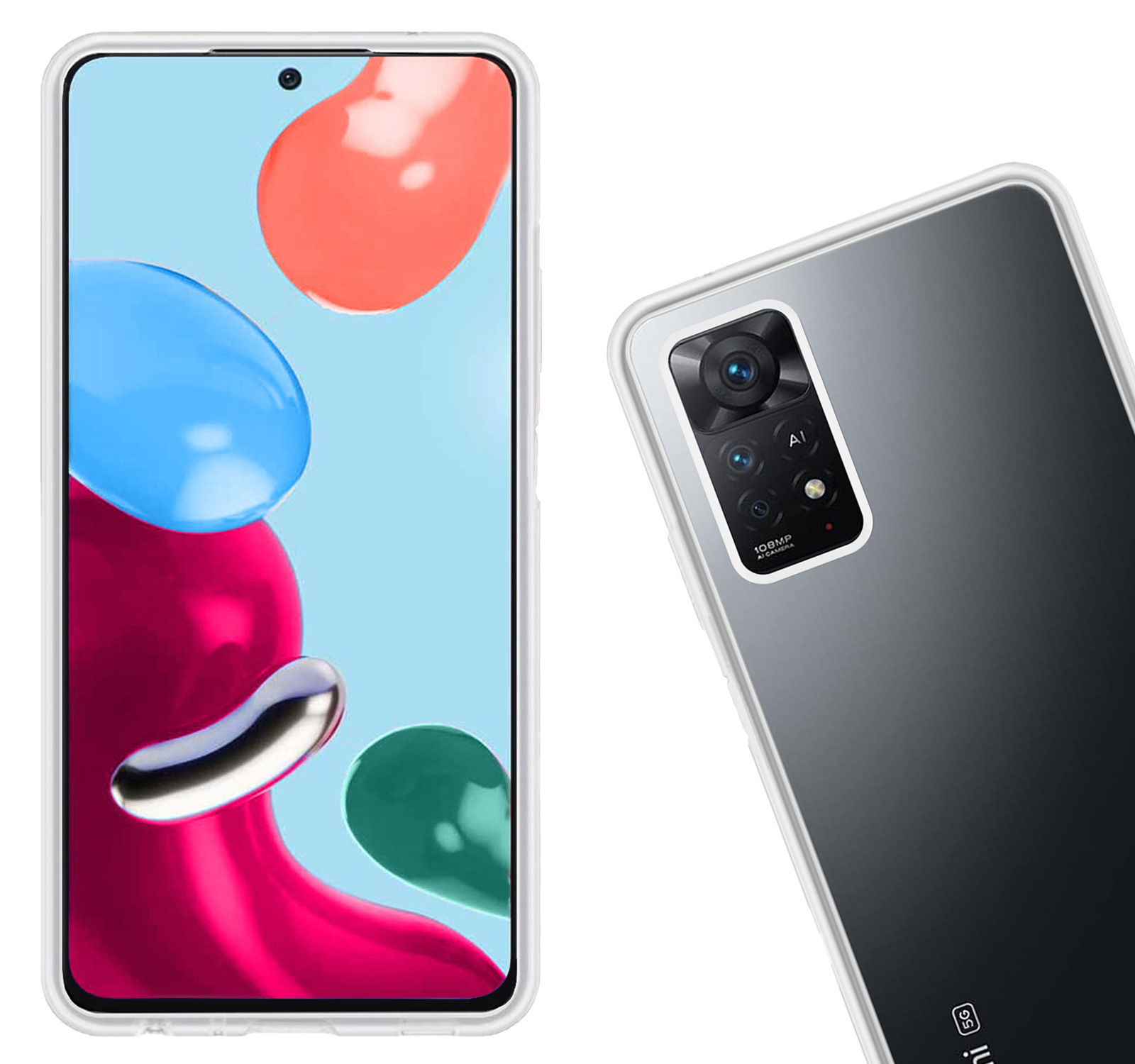 Nomfy Hoesje Geschikt voor Xiaomi Redmi Note 11 Hoesje Siliconen Cover Case Met Screenprotector - Hoes Geschikt voor Xiaomi Redmi Note 11 Hoes Back Case - Transparant