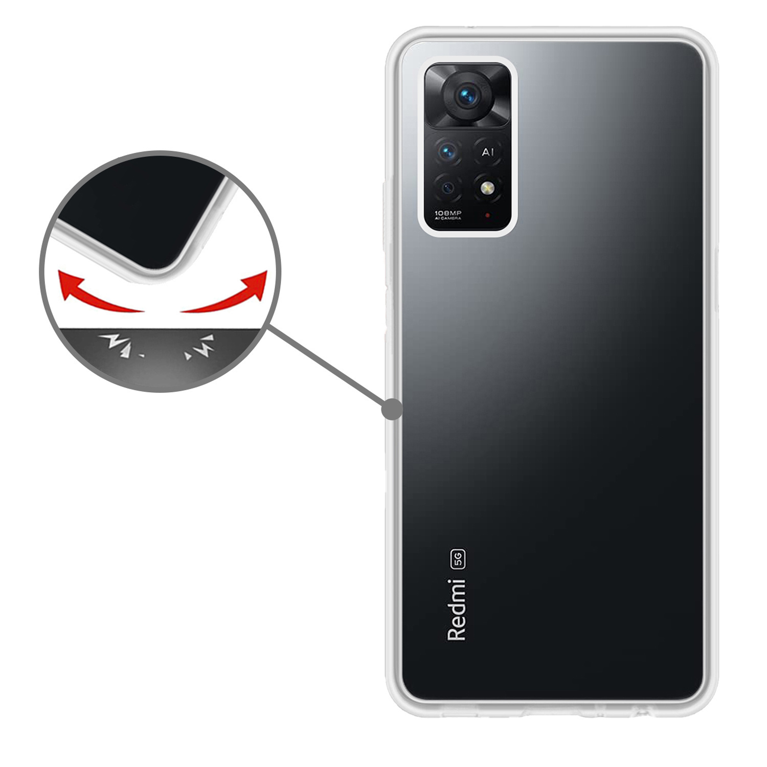 Nomfy Hoesje Geschikt voor Xiaomi Redmi Note 11 Hoesje Siliconen Cover Case Met Screenprotector - Hoes Geschikt voor Xiaomi Redmi Note 11 Hoes Back Case - Transparant