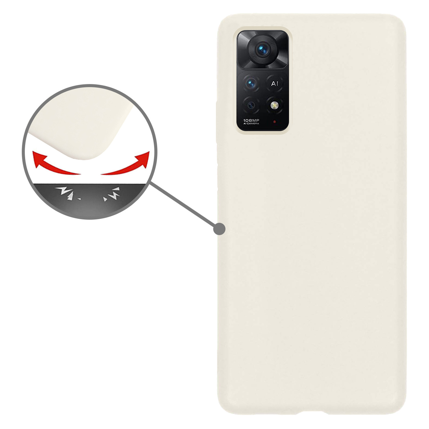 Nomfy Hoesje Geschikt voor Xiaomi Redmi Note 11 Hoesje Siliconen Cover Case Met Screenprotector - Hoes Geschikt voor Xiaomi Redmi Note 11 Hoes Back Case - Wit