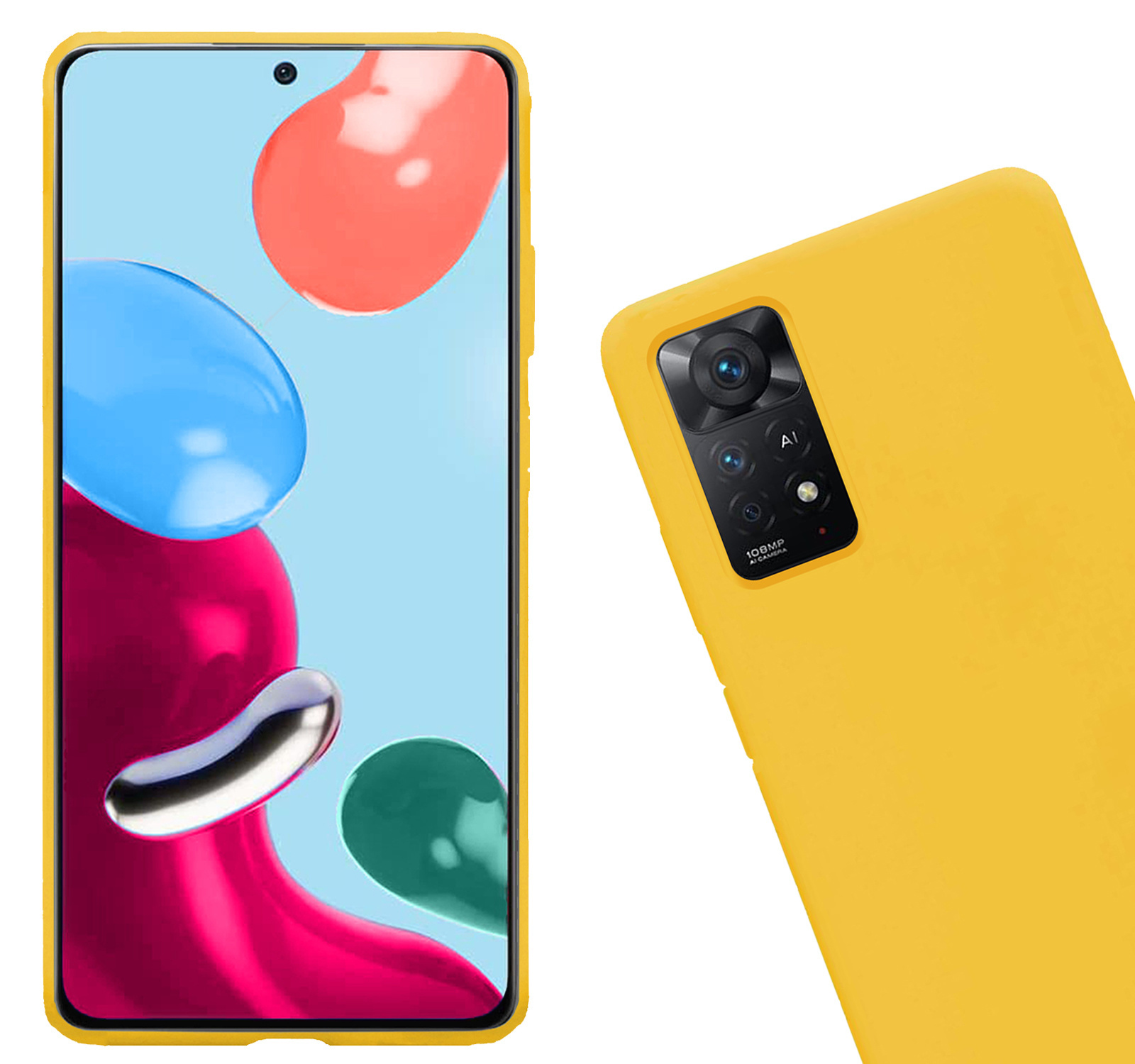 Nomfy Hoesje Geschikt voor Xiaomi Redmi Note 11 Hoesje Siliconen Cover Case Met 2x Screenprotector - Hoes Geschikt voor Xiaomi Redmi Note 11 Hoes Back Case - Geel