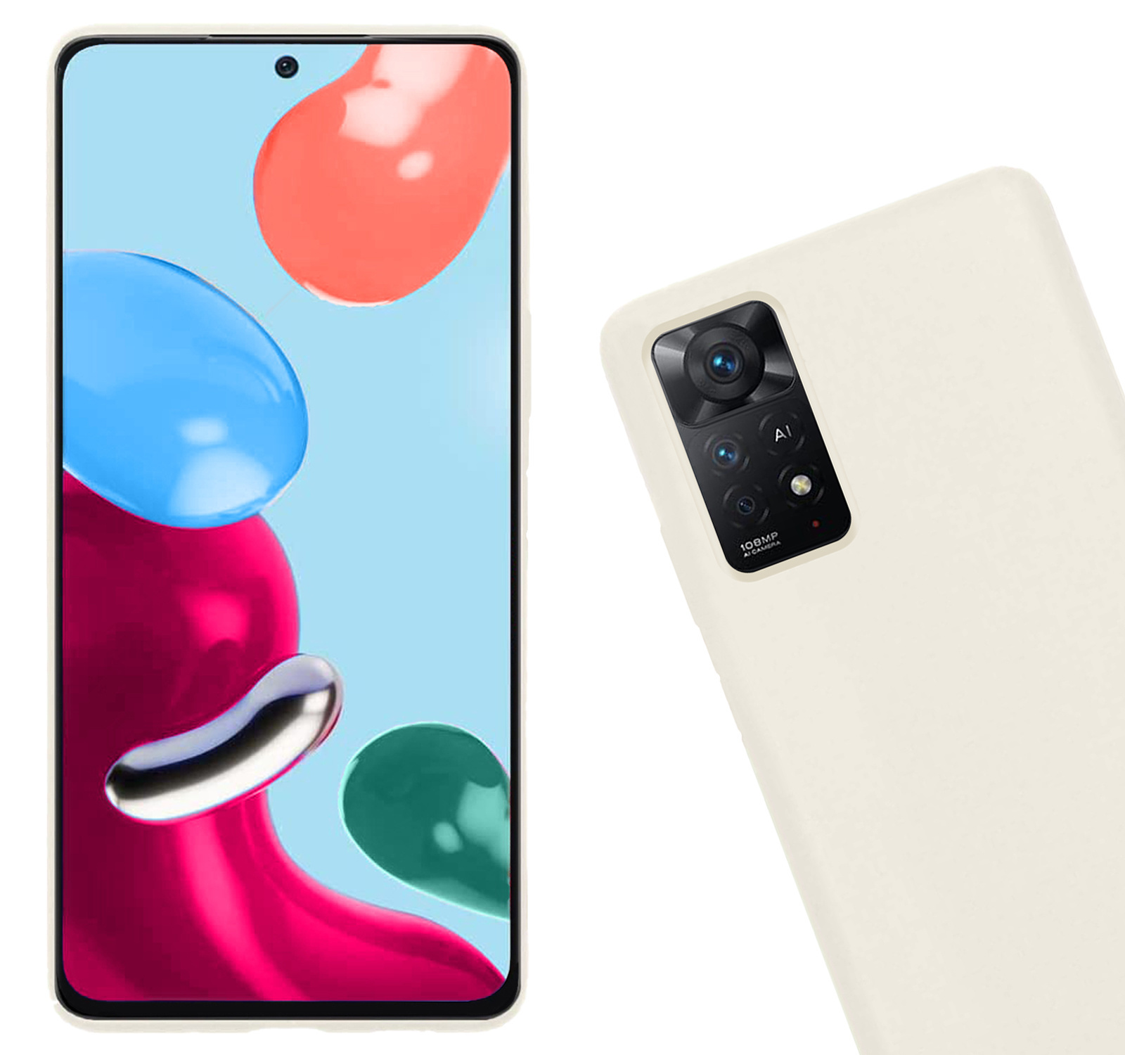 Nomfy Hoesje Geschikt voor Xiaomi Redmi Note 11 Hoesje Siliconen Cover Case Met 2x Screenprotector - Hoes Geschikt voor Xiaomi Redmi Note 11 Hoes Back Case - Wit