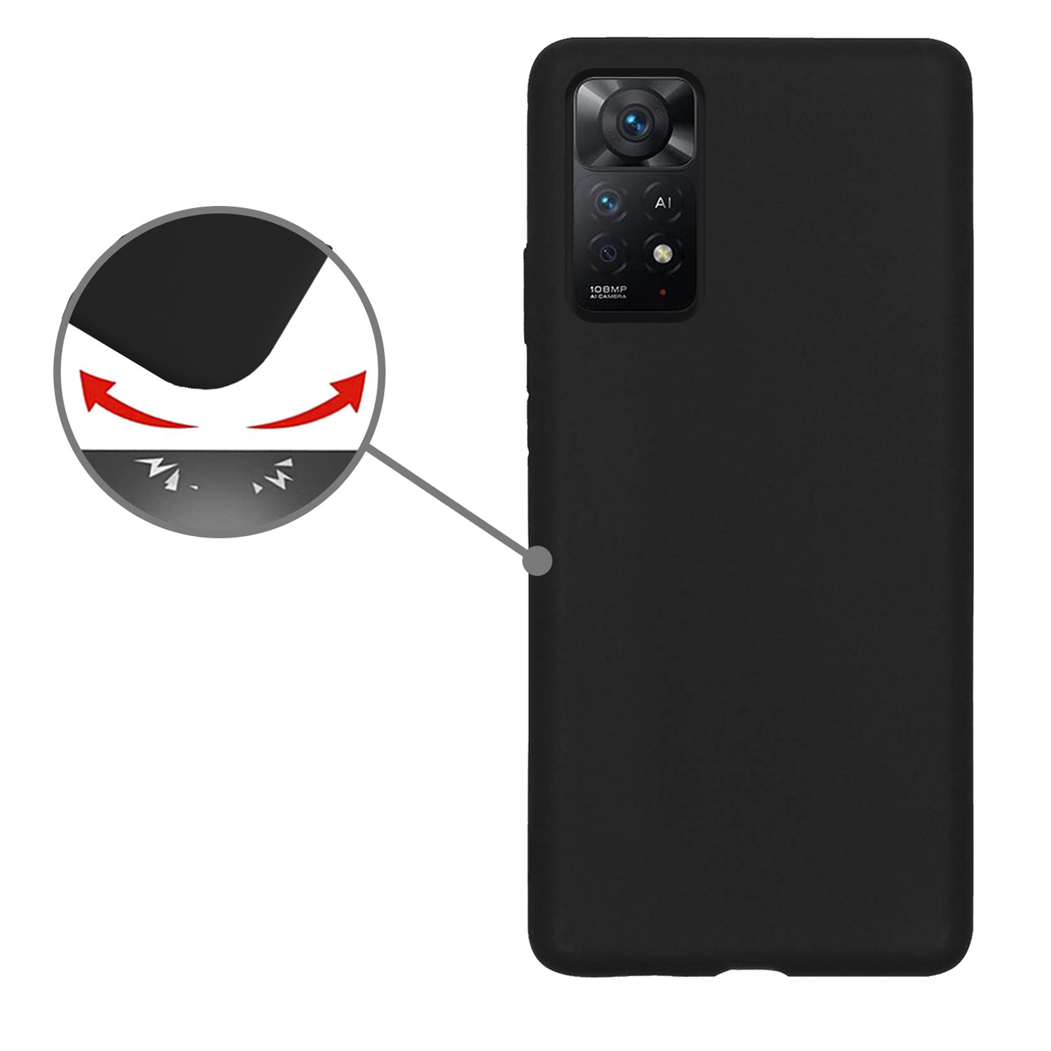 Nomfy Hoesje Geschikt voor Xiaomi Redmi Note 11 Hoesje Siliconen Cover Case Met 2x Screenprotector - Hoes Geschikt voor Xiaomi Redmi Note 11 Hoes Back Case - Zwart