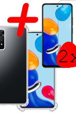 BASEY. Hoes Geschikt voor Xiaomi Redmi Note 11 Hoesje Shock Proof Case Hoes Siliconen Met 2x Screenprotector - Hoesje Geschikt voor Xiaomi Redmi Note 11 Hoes Cover Shockproof - Transparant