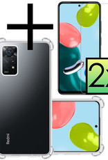 NoXx Xiaomi Redmi Note 11 Hoesje Cover Shock Proof Case Hoes Met 2x Screenprotector - Transparant