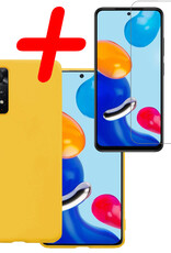 BASEY. Hoes Geschikt voor Xiaomi Redmi Note 11 Hoesje Siliconen Back Cover Case Met Screenprotector - Hoesje Geschikt voor Xiaomi Redmi Note 11 Hoes Cover Hoesje - Geel