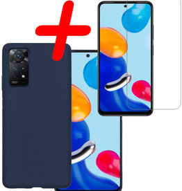 BASEY. BASEY. Xiaomi Redmi Note 11 Hoesje Siliconen Met Screenprotector - Donkerblauw