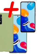BASEY. Hoes Geschikt voor Xiaomi Redmi Note 11 Hoesje Siliconen Back Cover Case Met Screenprotector - Hoesje Geschikt voor Xiaomi Redmi Note 11 Hoes Cover Hoesje - Groen