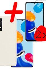 BASEY. Hoes Geschikt voor Xiaomi Redmi Note 11 Hoesje Siliconen Back Cover Case Met Screenprotector - Hoesje Geschikt voor Xiaomi Redmi Note 11 Hoes Cover Hoesje - Wit