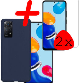 BASEY. BASEY. Xiaomi Redmi Note 11 Hoesje Siliconen Met 2x Screenprotector - Donkerblauw