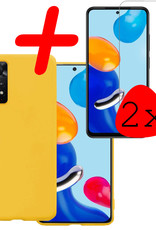 BASEY. Hoes Geschikt voor Xiaomi Redmi Note 11 Hoesje Siliconen Back Cover Case Met 2x Screenprotector - Hoesje Geschikt voor Xiaomi Redmi Note 11 Hoes Cover Hoesje - Geel