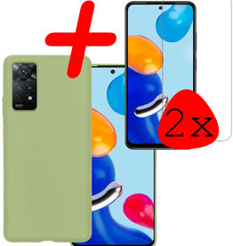 BASEY. BASEY. Xiaomi Redmi Note 11 Hoesje Siliconen Met 2x Screenprotector - Groen