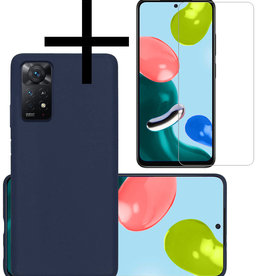 NoXx NoXx Xiaomi Redmi Note 11 Hoesje Siliconen Met Screenprotector - Donkerblauw