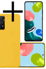 NoXx Hoes Geschikt voor Xiaomi Redmi Note 11 Hoesje Cover Siliconen Back Case Hoes Met Screenprotector - Geel