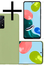 NoXx Hoes Geschikt voor Xiaomi Redmi Note 11 Hoesje Cover Siliconen Back Case Hoes Met Screenprotector - Groen