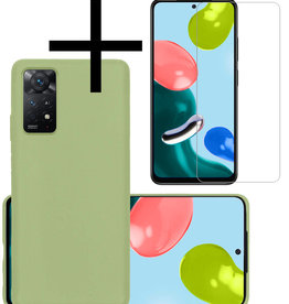 NoXx NoXx Xiaomi Redmi Note 11 Hoesje Siliconen Met Screenprotector - Groen