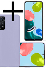 NoXx Hoes Geschikt voor Xiaomi Redmi Note 11 Hoesje Cover Siliconen Back Case Hoes Met Screenprotector - Lila