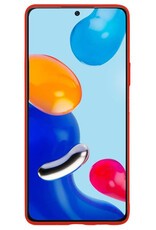 BASEY. Hoes Geschikt voor Xiaomi Redmi Note 11 Hoesje Siliconen Back Cover Case Met Screenprotector - Hoesje Geschikt voor Xiaomi Redmi Note 11 Hoes Cover Hoesje - Rood