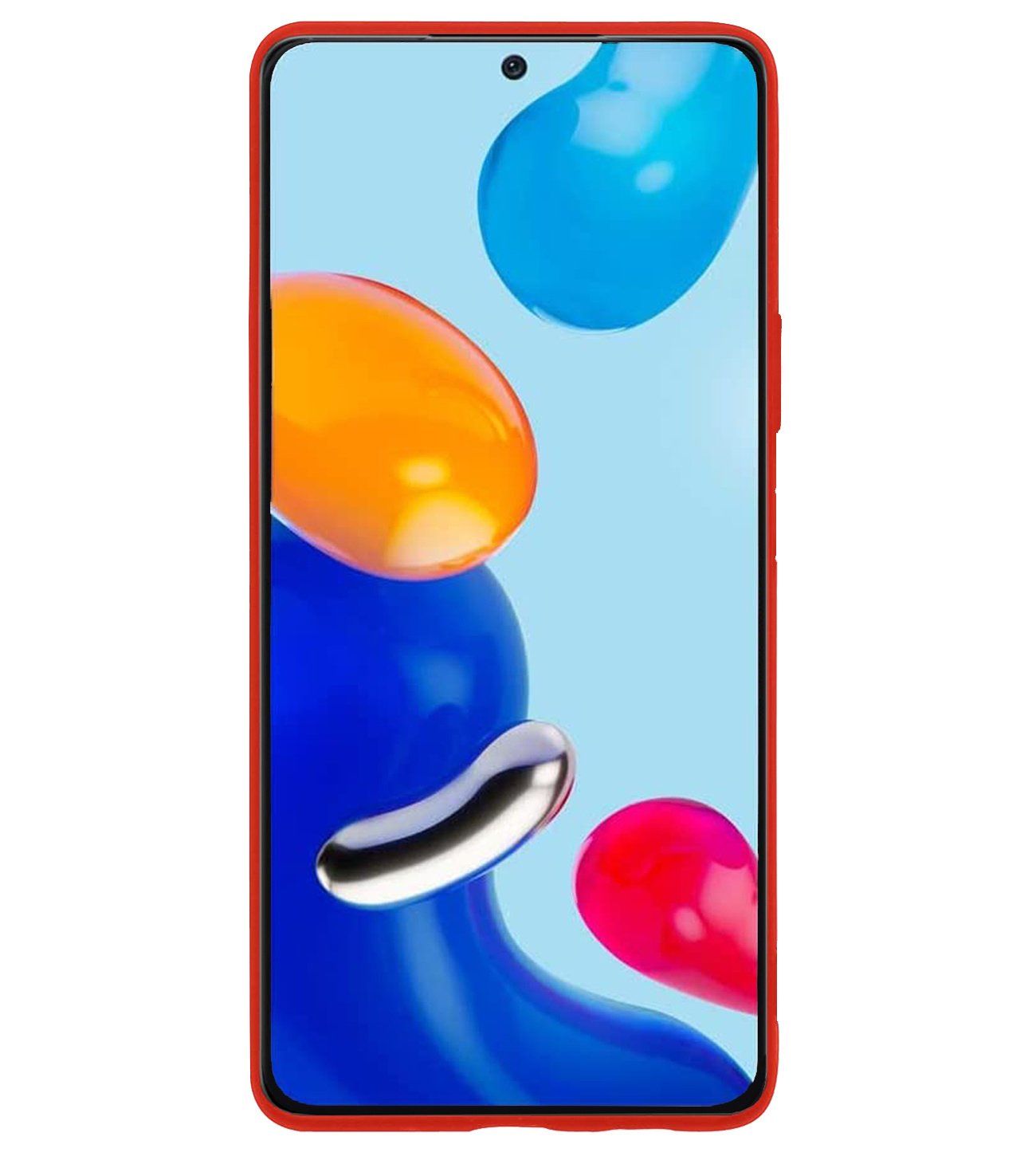 BASEY. Hoes Geschikt voor Xiaomi Redmi Note 11 Hoesje Siliconen Back Cover Case Met Screenprotector - Hoesje Geschikt voor Xiaomi Redmi Note 11 Hoes Cover Hoesje - Rood