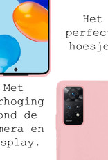 BASEY. Hoes Geschikt voor Xiaomi Redmi Note 11 Hoesje Siliconen Back Cover Case Met Screenprotector - Hoesje Geschikt voor Xiaomi Redmi Note 11 Hoes Cover Hoesje - Lichtroze