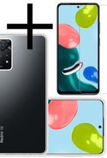 NoXx Hoes Geschikt voor Xiaomi Redmi Note 11 Hoesje Cover Siliconen Back Case Hoes Met Screenprotector - Transparant