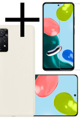 NoXx Hoes Geschikt voor Xiaomi Redmi Note 11 Hoesje Cover Siliconen Back Case Hoes Met Screenprotector - Wit