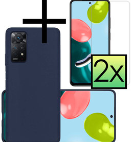 NoXx NoXx Xiaomi Redmi Note 11 Hoesje Siliconen Met 2x Screenprotector - Donkerblauw