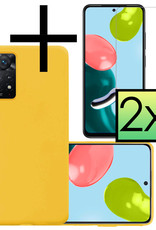 NoXx Hoes Geschikt voor Xiaomi Redmi Note 11 Hoesje Cover Siliconen Back Case Hoes Met 2x Screenprotector - Geel