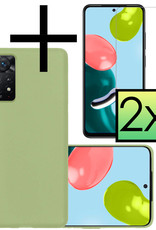 NoXx Hoes Geschikt voor Xiaomi Redmi Note 11 Hoesje Cover Siliconen Back Case Hoes Met 2x Screenprotector - Groen