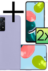 NoXx Hoes Geschikt voor Xiaomi Redmi Note 11 Hoesje Cover Siliconen Back Case Hoes Met 2x Screenprotector - Lila