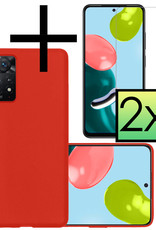 NoXx Hoes Geschikt voor Xiaomi Redmi Note 11 Hoesje Cover Siliconen Back Case Hoes Met 2x Screenprotector - Rood