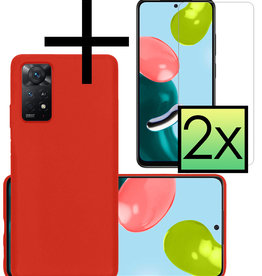 NoXx NoXx Xiaomi Redmi Note 11 Hoesje Siliconen Met 2x Screenprotector - Rood
